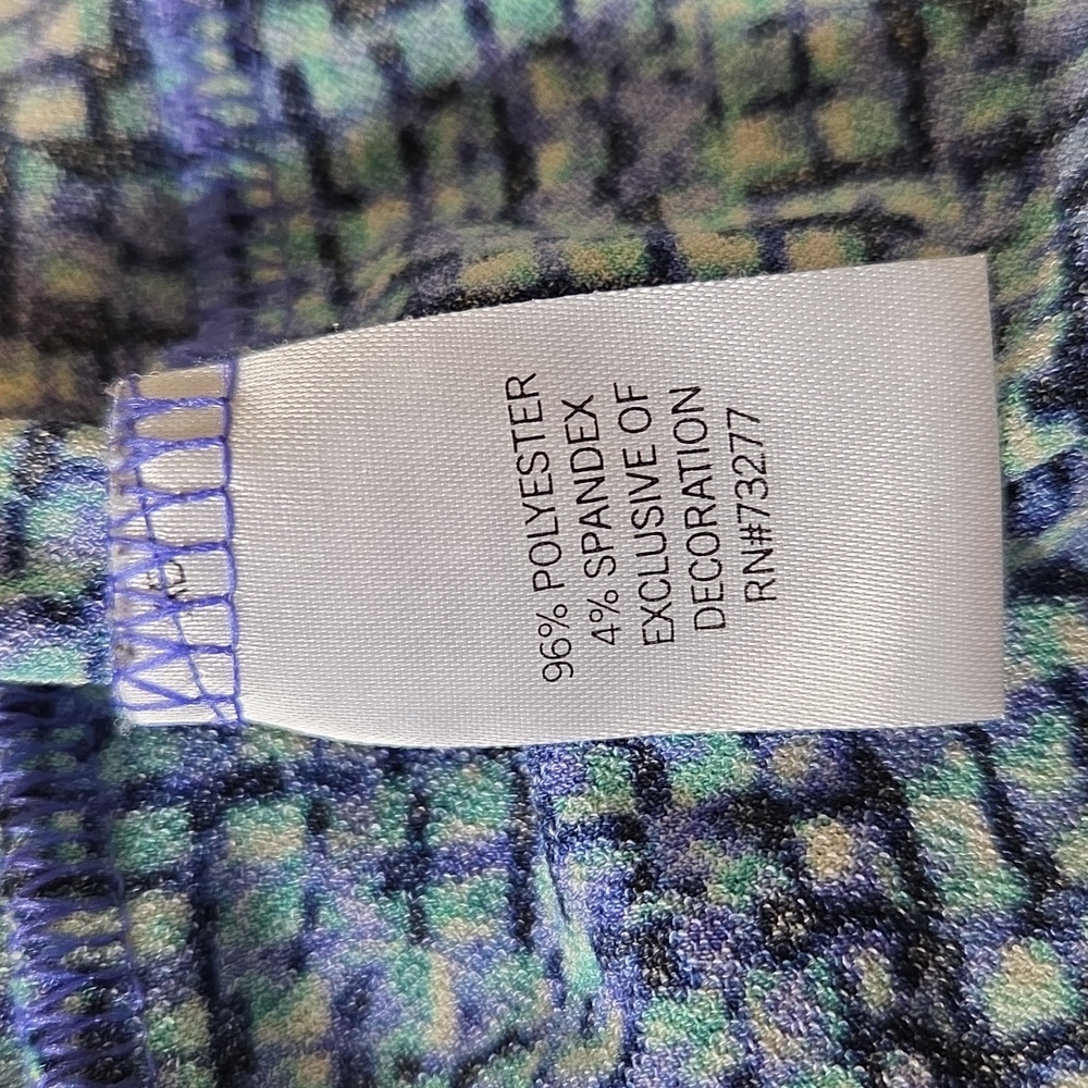 Apt 9 Blue, Green, & Black Geometric Faux Wrap Dress - Picture 8 of 8